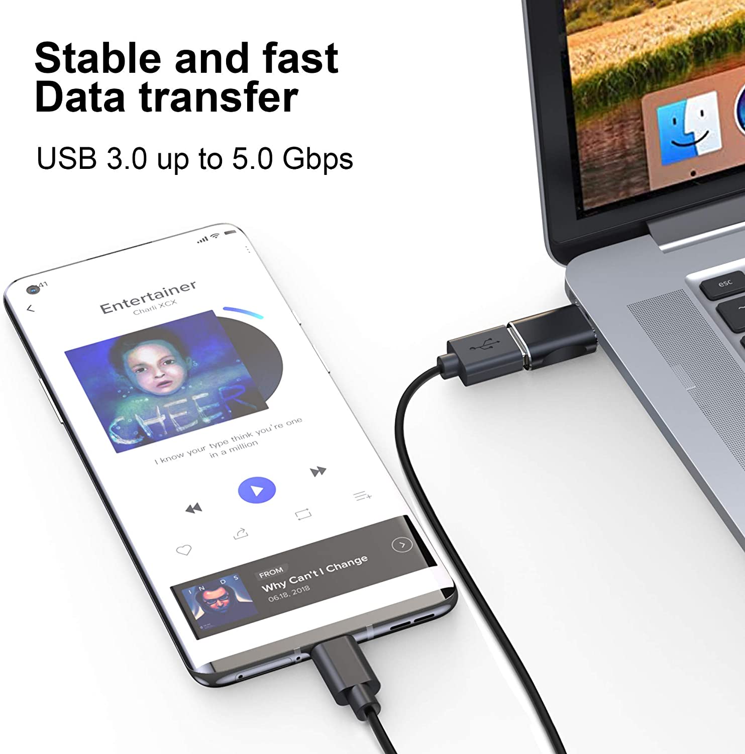 LUXWALLET DMA12 USB C / Type C Male naar USB 3.0 Female OTG Adapter -Zwart - Afbeelding 13