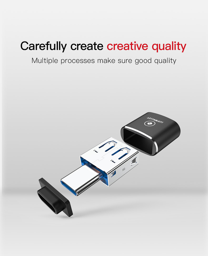 LUXWALLET DMA12 USB C / Type C Male naar USB 3.0 Female OTG Adapter -Zwart - Afbeelding 11