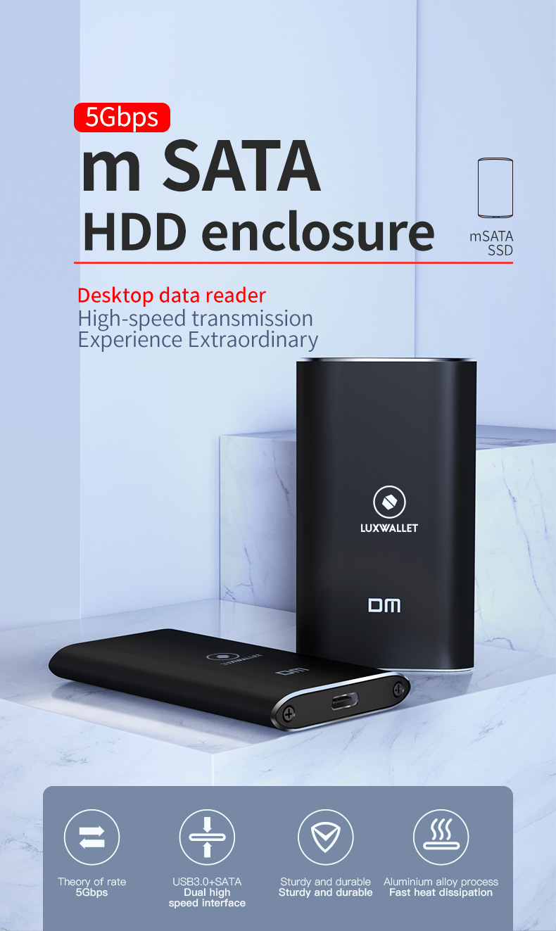 LUXWALLET MSATA SSD USB 3.0 naar Type-C 3.1 SSD Externe Harde Schijf Behuizing - Ondersteuning van mSATA SSD 18pins/8pins - 5GBS - Afbeelding 15