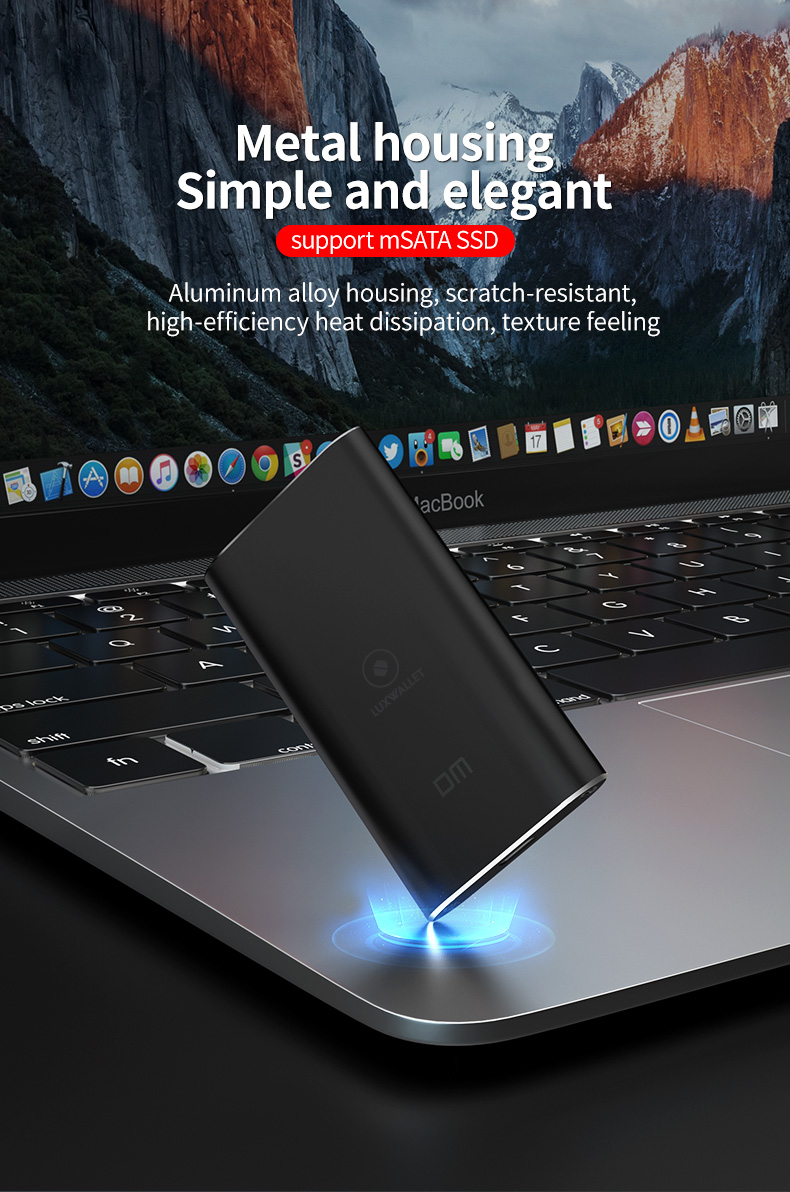 LUXWALLET MSATA SSD USB 3.0 naar Type-C 3.1 SSD Externe Harde Schijf Behuizing - Ondersteuning van mSATA SSD 18pins/8pins - 5GBS - Afbeelding 8