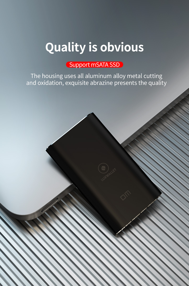 LUXWALLET MSATA SSD USB 3.0 naar Type-C 3.1 SSD Externe Harde Schijf Behuizing - Ondersteuning van mSATA SSD 18pins/8pins - 5GBS - Afbeelding 10
