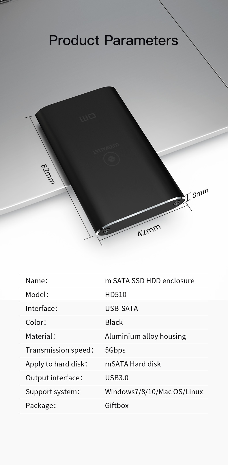 LUXWALLET MSATA SSD USB 3.0 naar Type-C 3.1 SSD Externe Harde Schijf Behuizing - Ondersteuning van mSATA SSD 18pins/8pins - 5GBS - Afbeelding 14