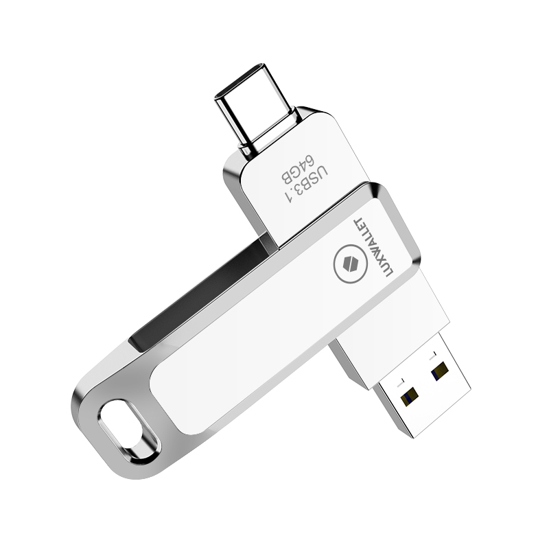 LUXWALLET PD8 USB Stick 64GB USB-C Type-C 3.1- USB 3.0 Flash Drive - OTG –360 Graden Roteerbaar – Zilver - Afbeelding 6