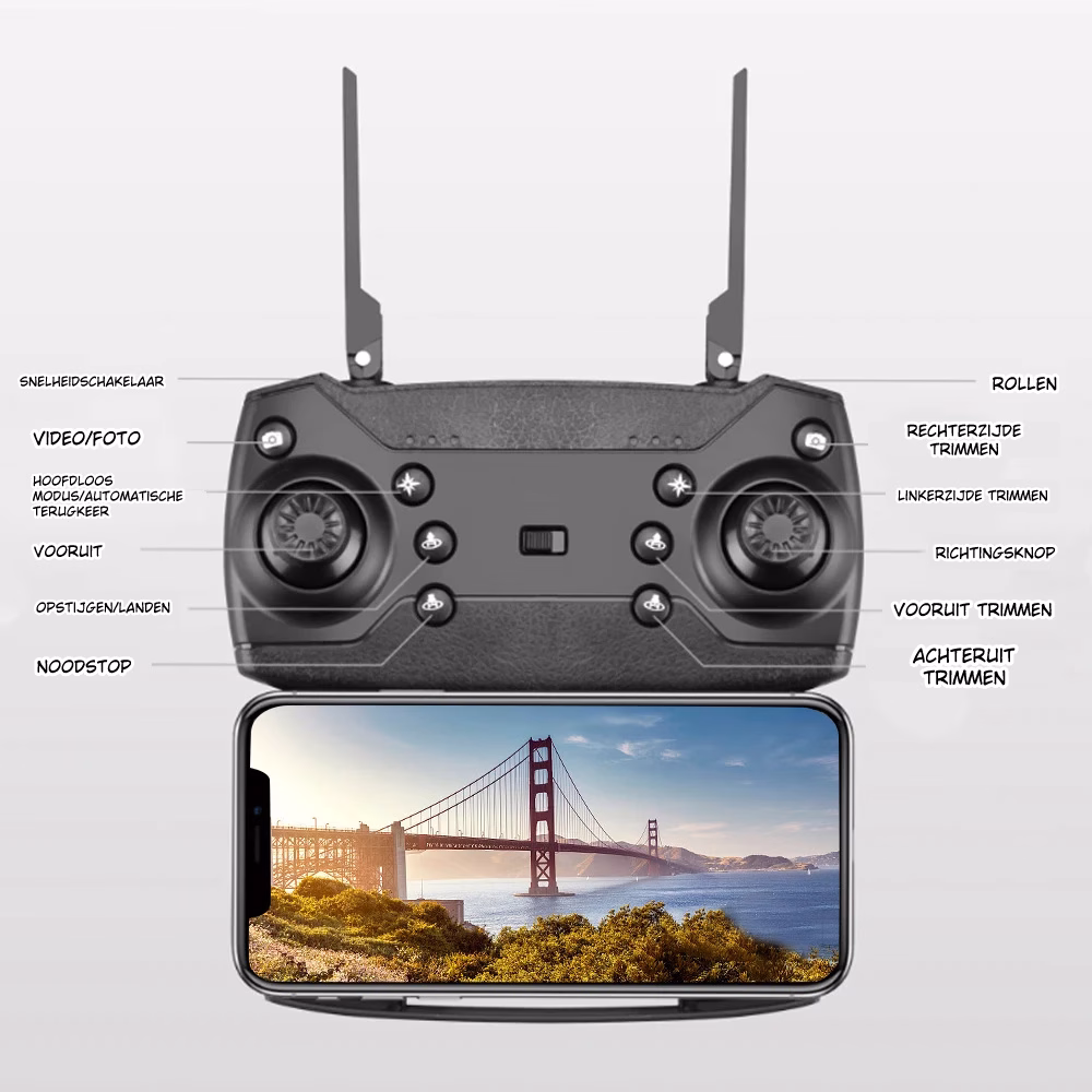 LUXWALLET E-Drone - Mini WiFi Drone – 720P – Groothoek Camera – Vouwbaar / Compact – Quadcopter - Afbeelding 28