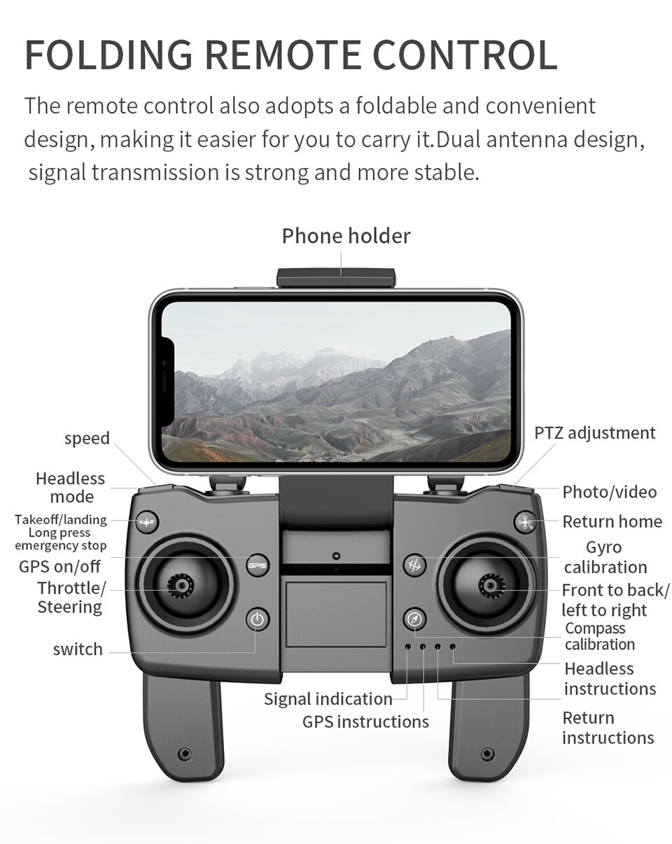 LUXWALLET Nocchi 5D - 20 KM/h - 249 Gram - 6K Camera + Stabilisator - 5Ghz WiFI FPV GPS Drone - Live Video + 2 Accu + Opbergcase - Afbeelding 28