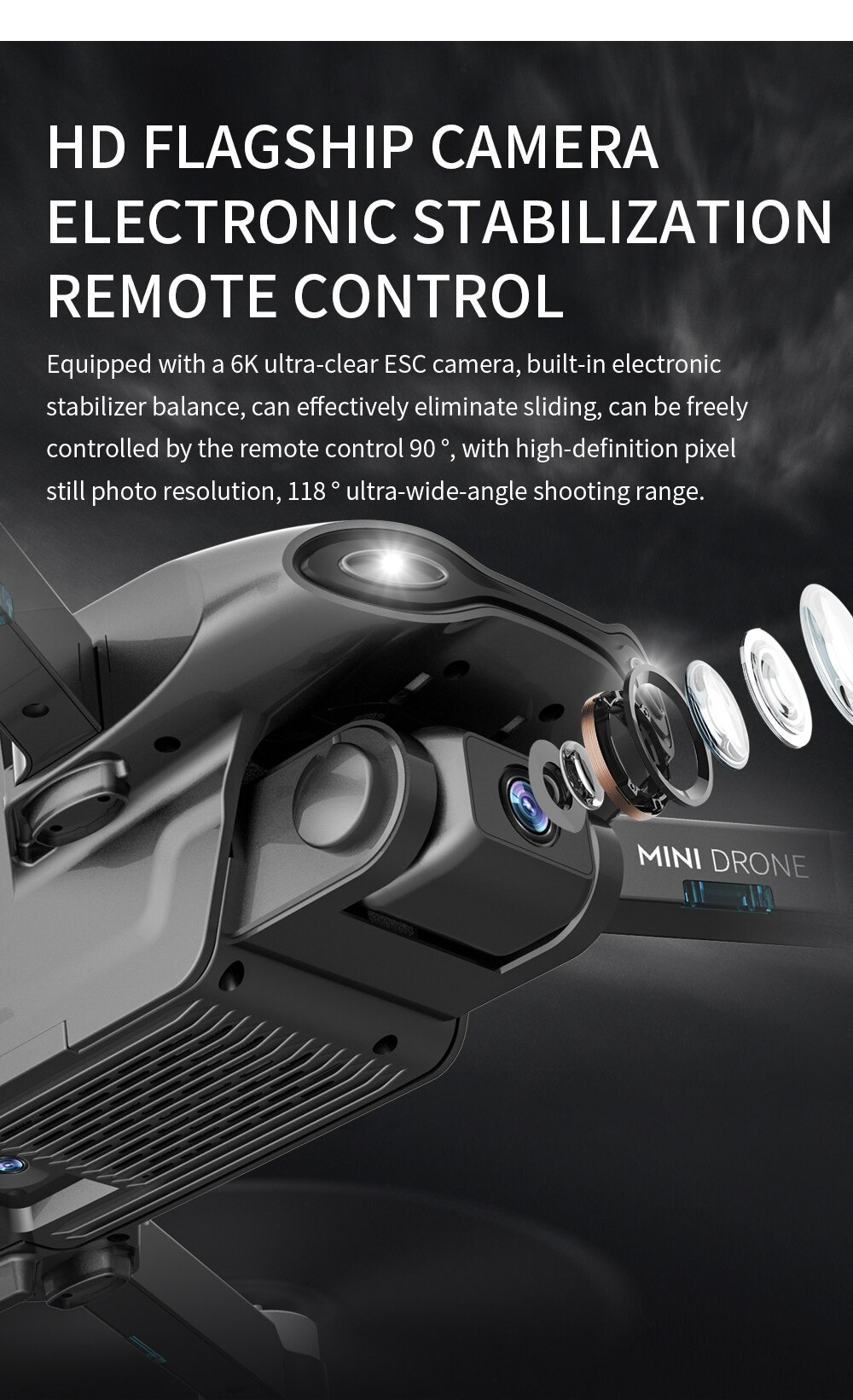 LUXWALLET Nocchi 5D - 20 KM/h - 249 Gram - 6K Camera + Stabilisator - 5Ghz WiFI FPV GPS Drone - Live Video + 2 Accu + Opbergcase - Afbeelding 5