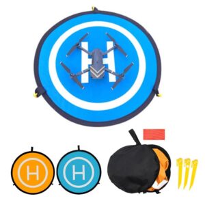 LUXWALLET Drone Land Platform Lichtgevend - 75 CM – Waterdicht – Nylon – Dubbelzijdig – Oranje / Blauw