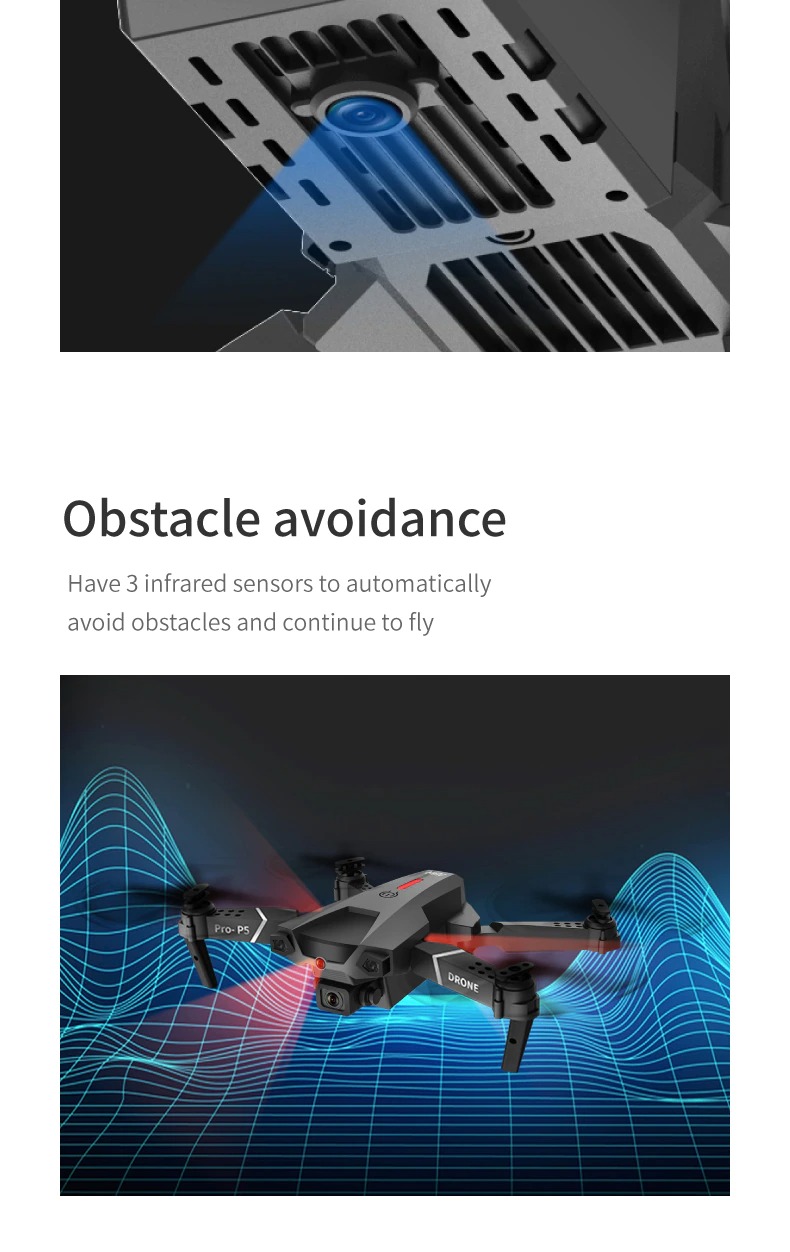 LUXWALLET® AeroFly Dodge Drone – 30km/h - Mini Drone met Camera + Infrarood Obstakel Ontwijking – VR - IOS / Android App - 2x Accu - Afbeelding 22