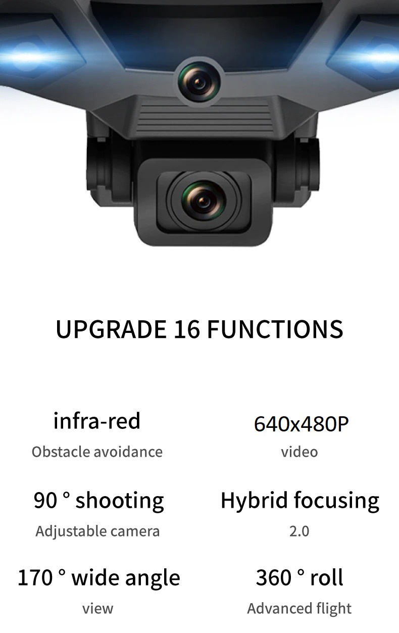 LUXWALLET® AeroFly Dodge Drone – 30km/h - Mini Drone met Camera + Infrarood Obstakel Ontwijking – VR - IOS / Android App - 2x Accu - Afbeelding 20