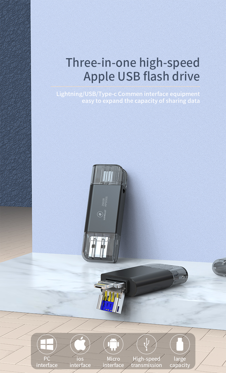 LUXWALLET APD - FlashDrive - 64GB - Extra Opslag iOS - Geen App Nodig + USB-C - Lightning - USB - Plug & Play - Afbeelding 3