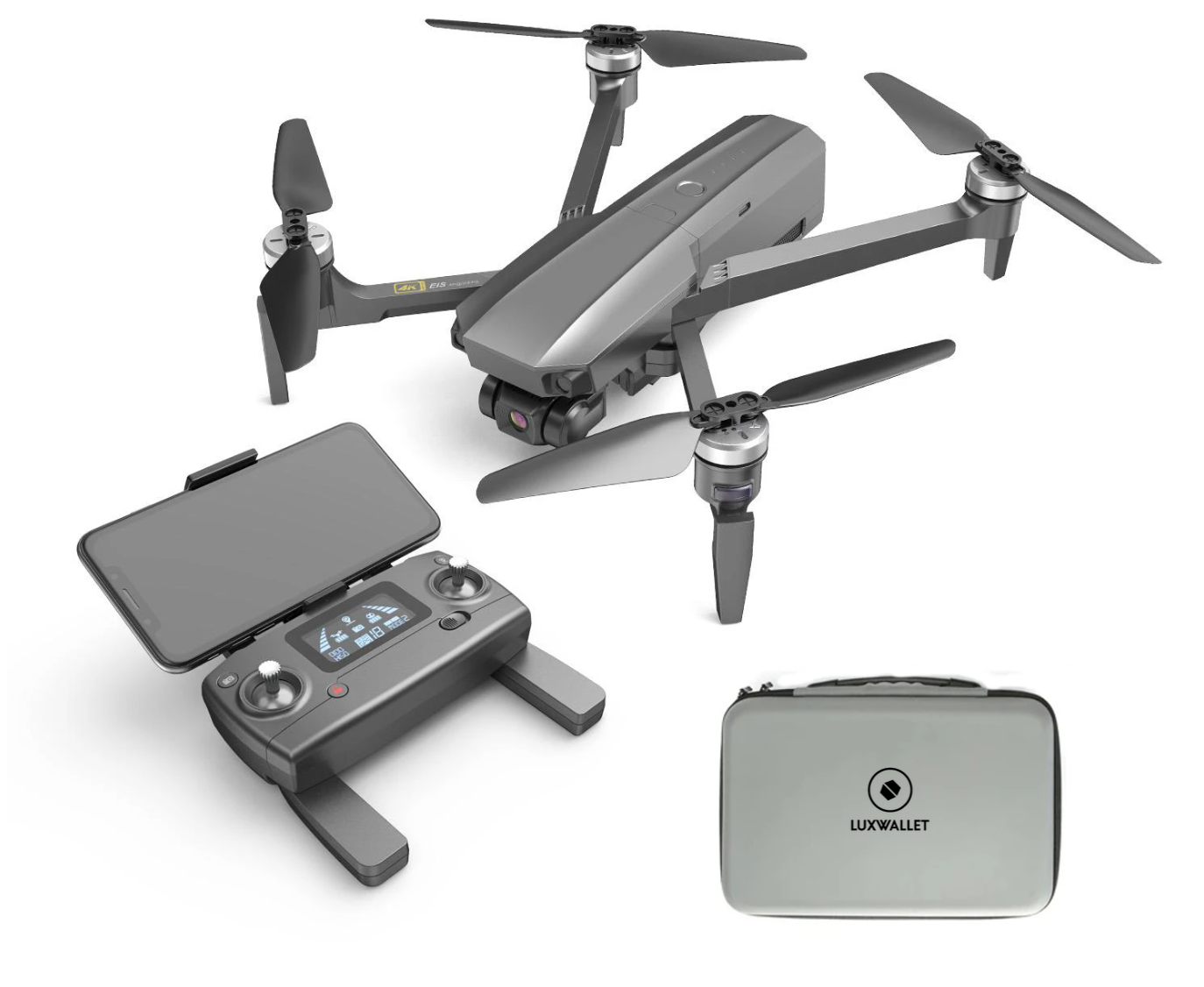 LUXWALLET Skyline5 – 40 km/h - 5Ghz Professionele Drone Met 3 Assige Gimbal – Mobiele App – Drone Met Echte 4K Camera - Grijs - Afbeelding 2