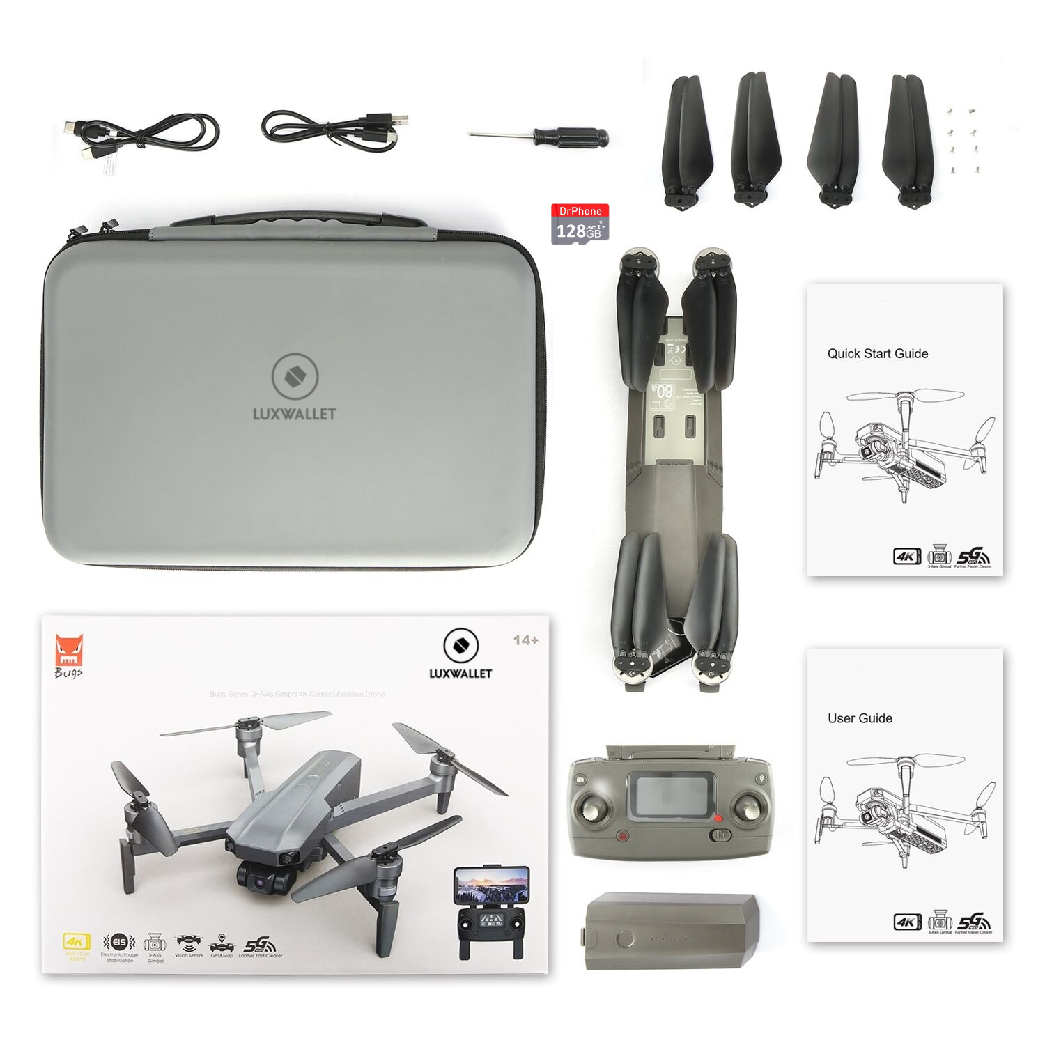LUXWALLET Skyline5 – 40 km/h - 5Ghz Professionele Drone Met 3 Assige Gimbal – Mobiele App – Drone Met Echte 4K Camera - Grijs - Afbeelding 4