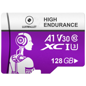 LUXWALLET® HC - 128GB Micro SD Kaart  - TF  Klasse 10 - High Endurance - Snelle Gegevensoverdracht - Paars