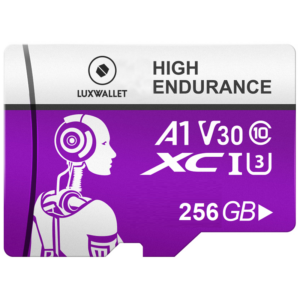LUXWALLET® HC - 256 GB Micro SD Kaart  - TF  Klasse 10 - High Endurance - Snelle Gegevensoverdracht - Paars