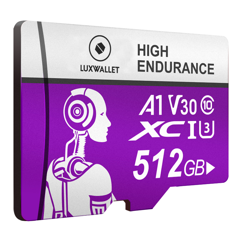 LUXWALLET® HC - 512 GB Micro SD Kaart - TF Klasse 10 - High Endurance - Snelle Gegevensoverdracht - Paars - Afbeelding 2