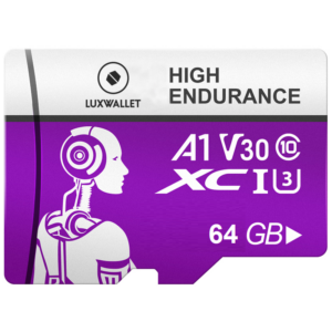 LUXWALLET® HC - 64 GB Micro SD Kaart  - TF  Klasse 10 - High Endurance - Snelle Gegevensoverdracht - Paars