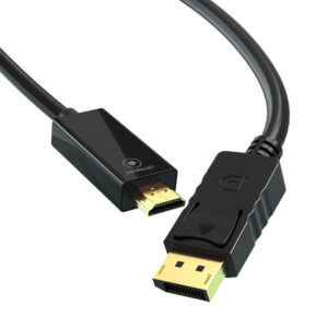 LUXWALLET DH1 – Displaypoort Naar HDMI Kabel – 1.8 Meter – 4K Ondersteuning – Kabel Met Vergulde Platen - Zwart