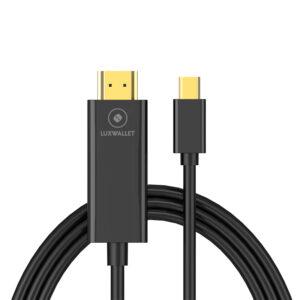 LUXWALLET MDH1 – Mini Displaypoort Naar HDMI Kabel – 1.8 Meter – 4K Ondersteuning – Kabel Met Vergulde Platen - Zwart