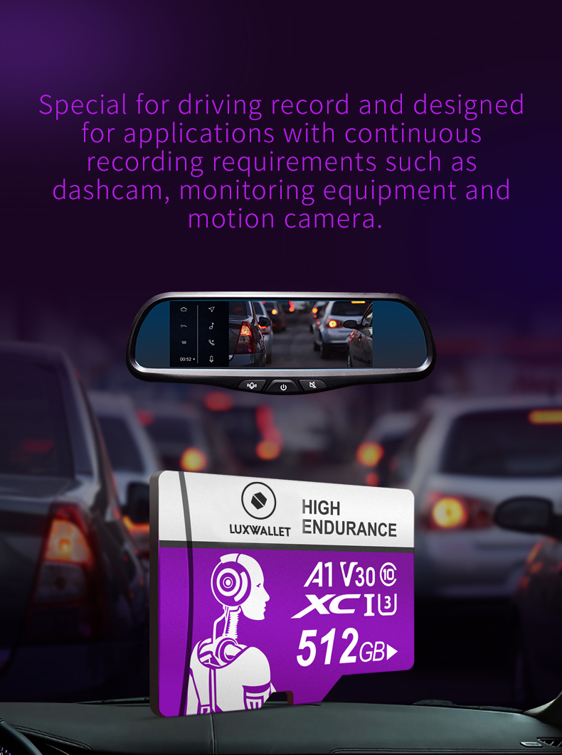 LUXWALLET® HC - 256 GB Micro SD Kaart - TF Klasse 10 - High Endurance - Snelle Gegevensoverdracht - Paars - Afbeelding 7