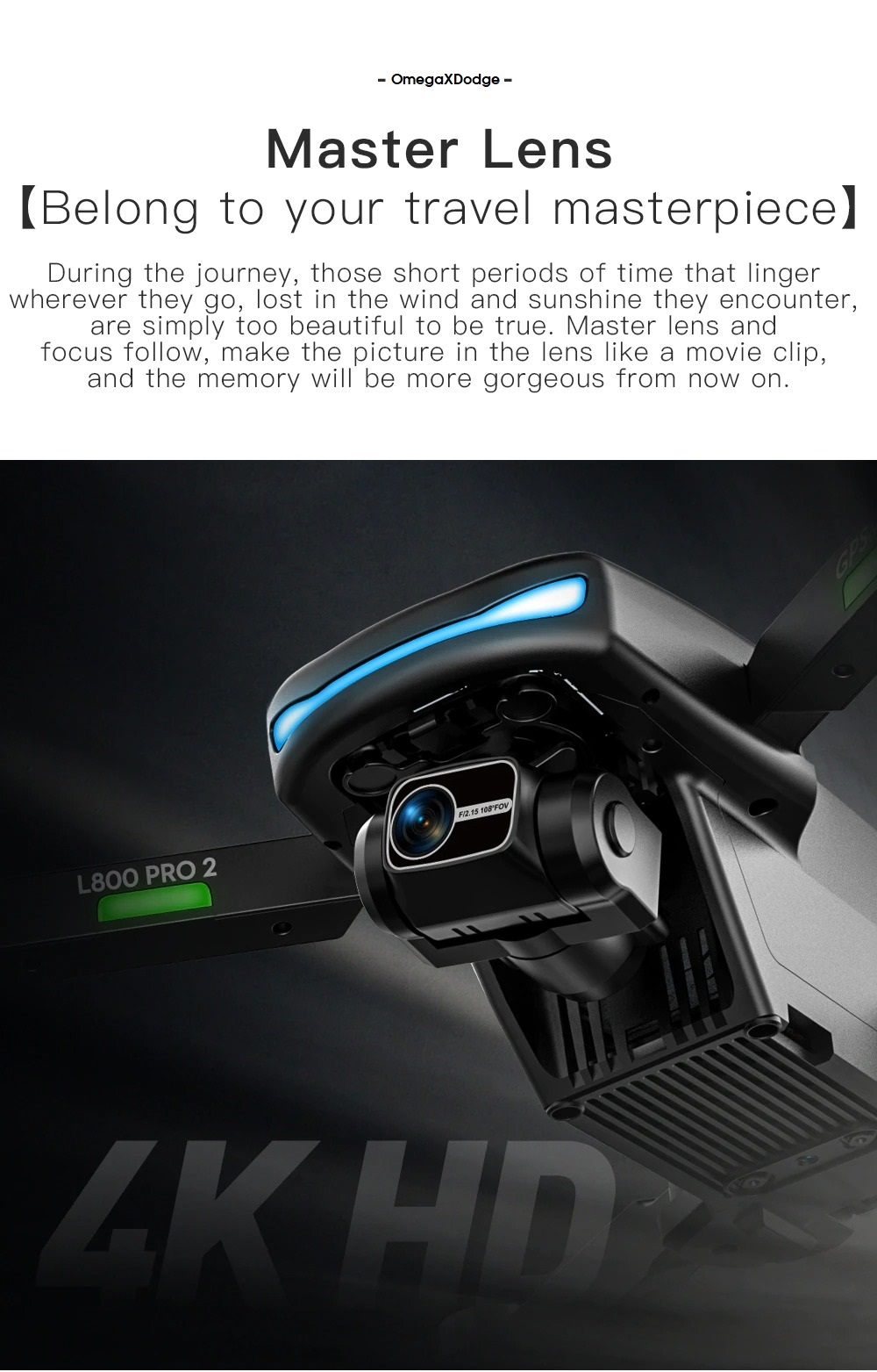 LUXWALLET OMEGA X DODGE - 45 km/h - GPS Drone - Obstakel Ontwijking Sensor - FPV WiFi 5Ghz - Micro SD - 2x Camera - 3-As Gimbal- Oranje - Afbeelding 15