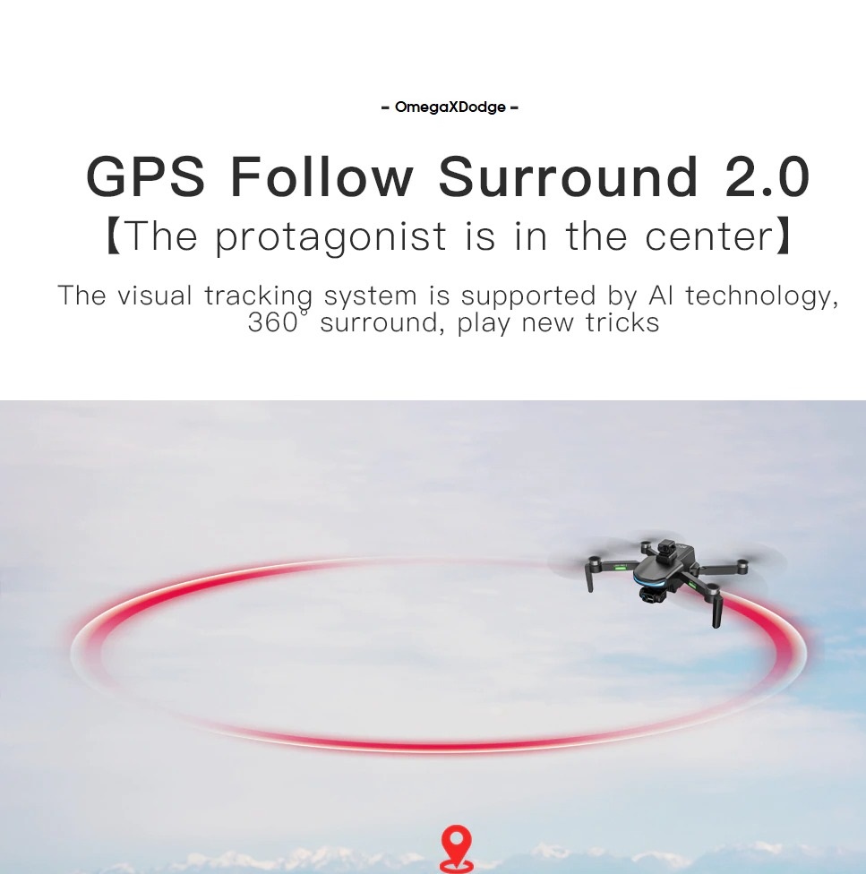 LUXWALLET OMEGA X DODGE - 45 km/h - GPS Drone - Obstakel Ontwijking Sensor - FPV WiFi 5Ghz - Micro SD - 2x Camera - 3-As Gimbal- Oranje - Afbeelding 6