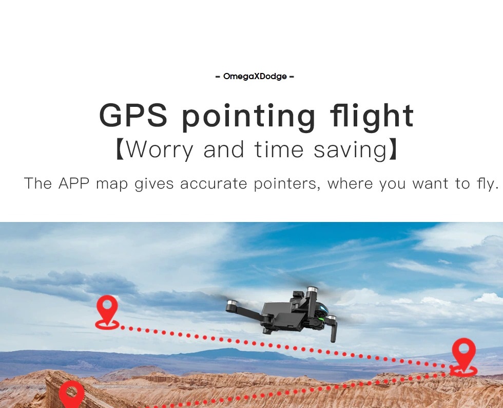 LUXWALLET OMEGA X DODGE - 45 km/h - GPS Drone - Obstakel Ontwijking Sensor - FPV WiFi 5Ghz - Micro SD - 2x Camera - 3-As Gimbal- Oranje - Afbeelding 2