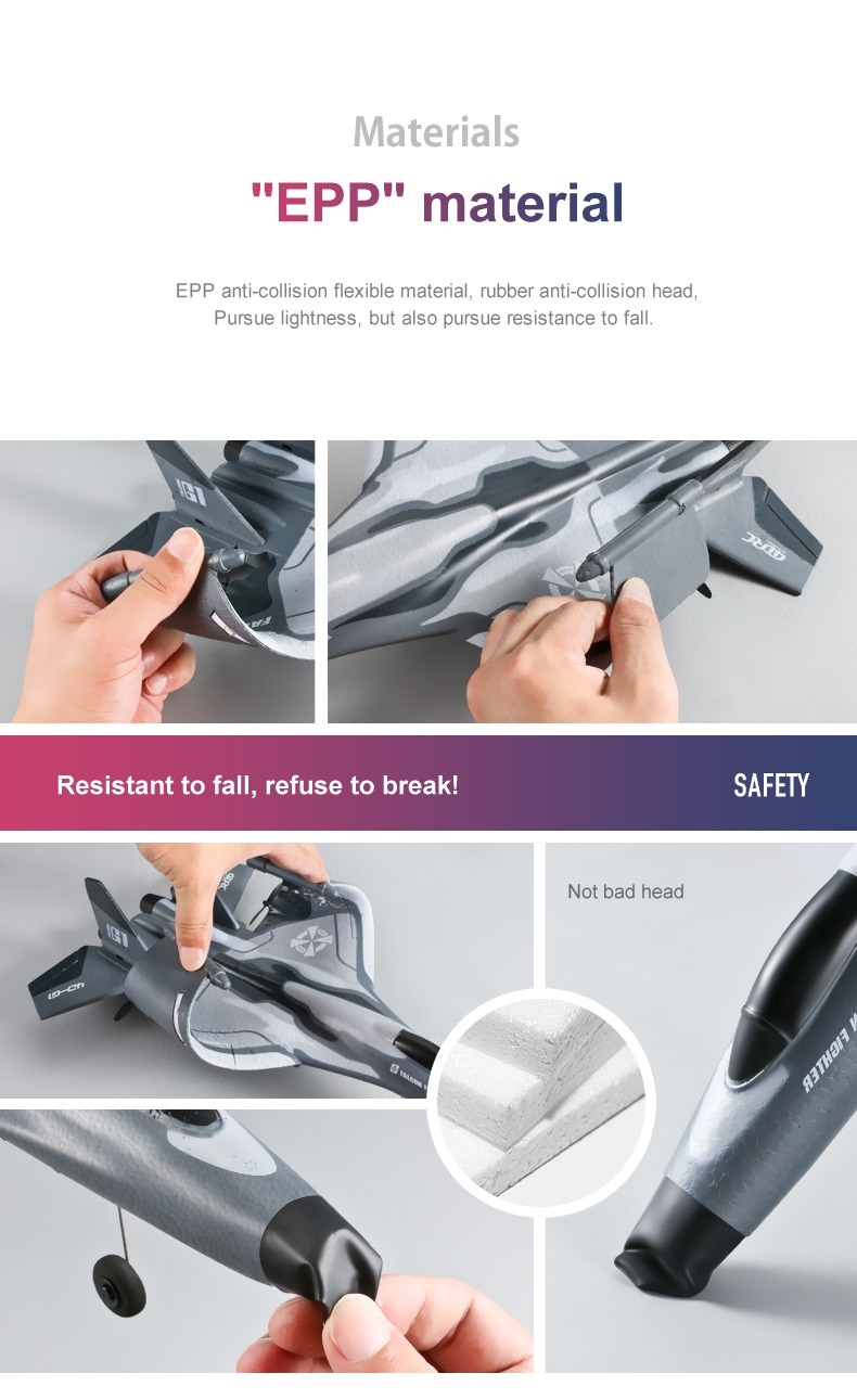 LUXWALLET SkyShow Pro – 2.4GHz RC Vliegtuig Drone – Straaljager Drone Met LED Verlichting – Crashbestendig – Waterbestendige Drone Met 2 Batterijen – Grijze Camouflage - Afbeelding 11