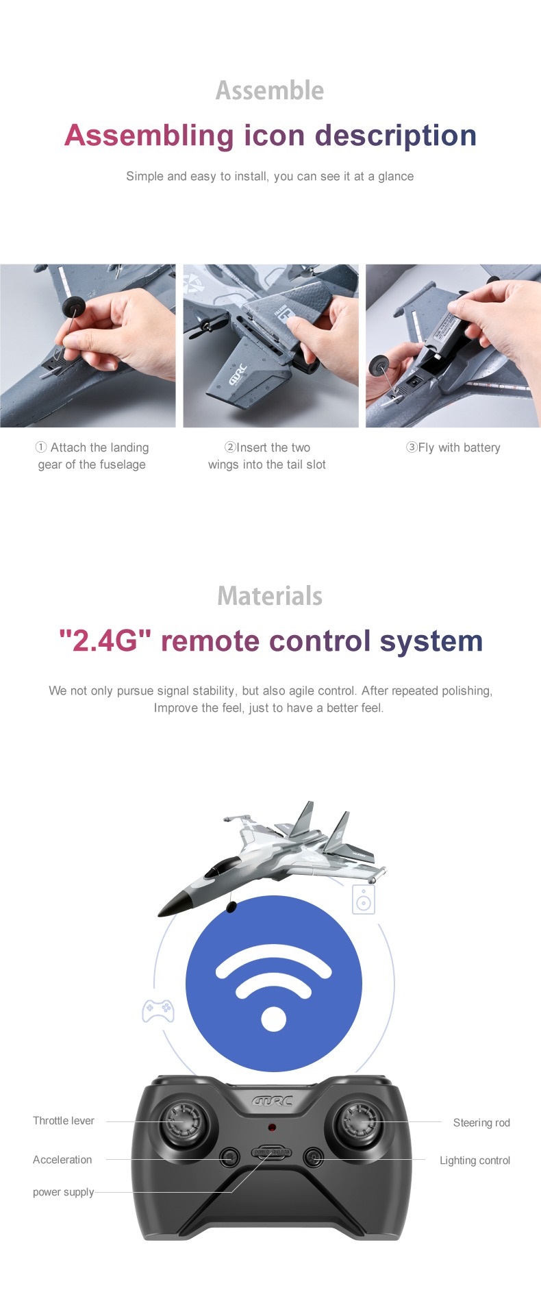 LUXWALLET SkyShow Pro – 2.4GHz RC Vliegtuig Drone – Straaljager Drone Met LED Verlichting – Crashbestendig – Waterbestendige Drone Met 2 Batterijen – Grijze Camouflage - Afbeelding 9