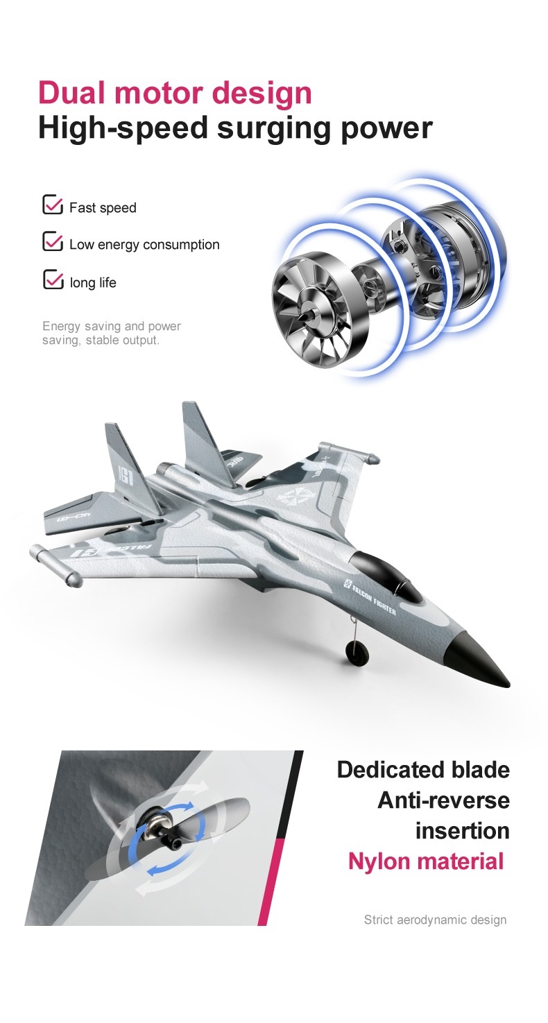 LUXWALLET SkyShow Pro – 2.4GHz RC Vliegtuig Drone – Straaljager Drone Met LED Verlichting – Crashbestendig – Waterbestendige Drone Met 2 Batterijen – Grijze Camouflage - Afbeelding 10