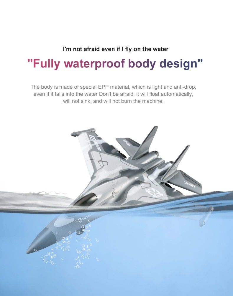 LUXWALLET SkyShow Pro – 2.4GHz RC Vliegtuig Drone – Straaljager Drone Met LED Verlichting – Crashbestendig – Waterbestendige Drone Met 2 Batterijen – Grijze Camouflage - Afbeelding 6