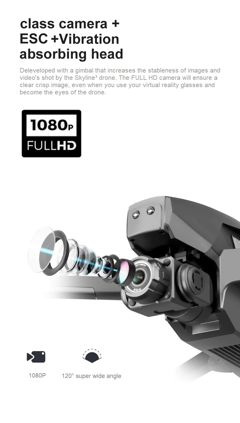 LUXWALLET® SkyLine³ 15-30KM/h – 3KM Bereik – Gimbal - GPS 5Ghz - Drone – FPV Live - Quadcopter – 2x Accu + Draagtas - Afbeelding 17