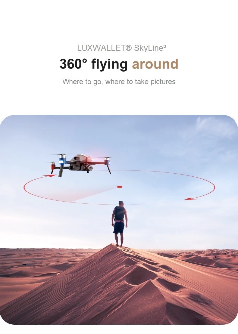 LUXWALLET® SkyLine³ 15-30KM/h – 3KM Bereik – Gimbal - GPS 5Ghz - Drone – FPV Live - Quadcopter – 2x Accu + Draagtas - Afbeelding 22