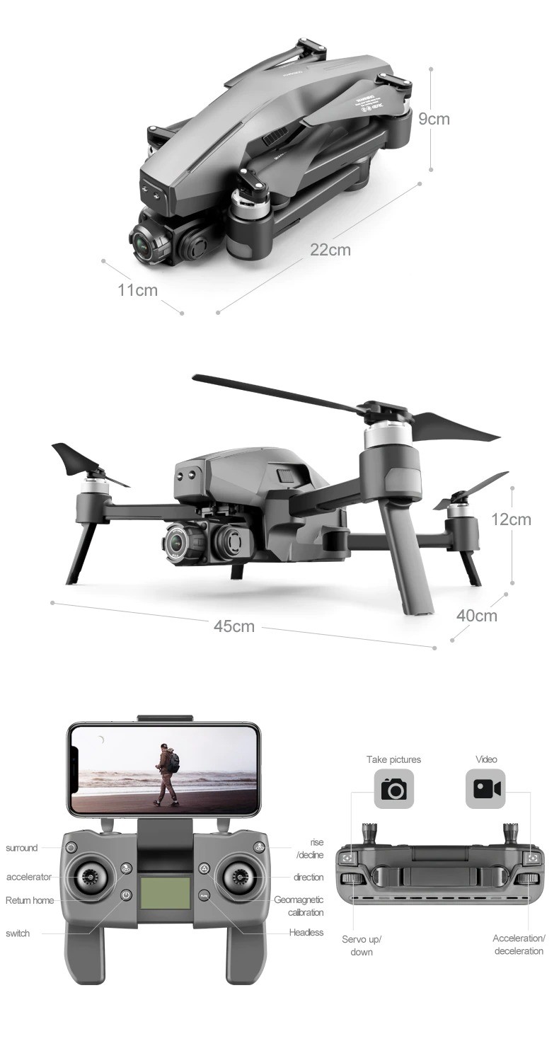 LUXWALLET® SkyLine³ 15-30KM/h – 3KM Bereik – Gimbal - GPS 5Ghz - Drone – FPV Live - Quadcopter – 2x Accu + Draagtas - Afbeelding 11