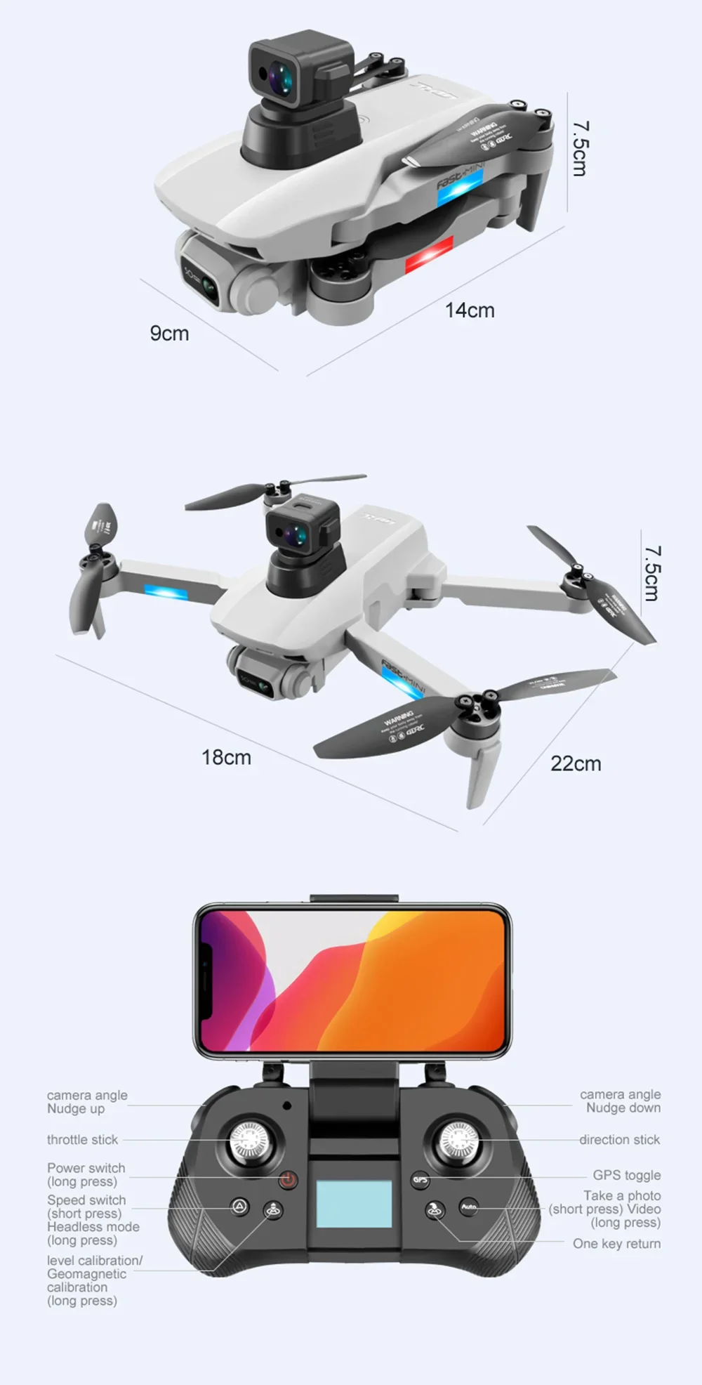LUXWALLET Falcon X Dodge - 30KM/h Drone - WiFi GPS 1080P Full HD Drone – Laser Obstacle Avoidance - EIS Stabilisator - 2000 Meter Afstand + 2x Accu - Afbeelding 14