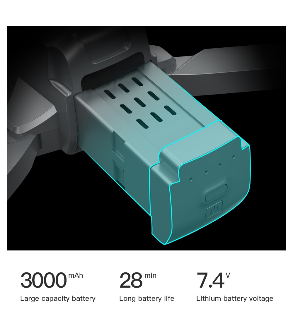 LUXWALLET Chopper X Dodge - 21.6KM/h Drone - WiFi GPS 1080P Full HD Drone – Laser Obstacle Avoidance - EIS Stabilisator - 1200 Meter Afstand + 2x Accu - Afbeelding 12