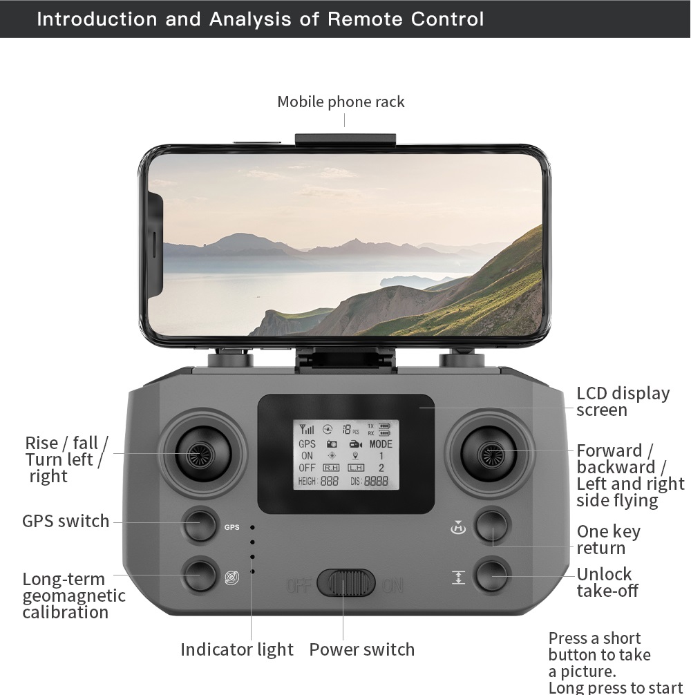 LUXWALLET Chopper X Dodge - 21.6KM/h Drone - WiFi GPS 1080P Full HD Drone – Laser Obstacle Avoidance - EIS Stabilisator - 1200 Meter Afstand + 2x Accu - Afbeelding 22