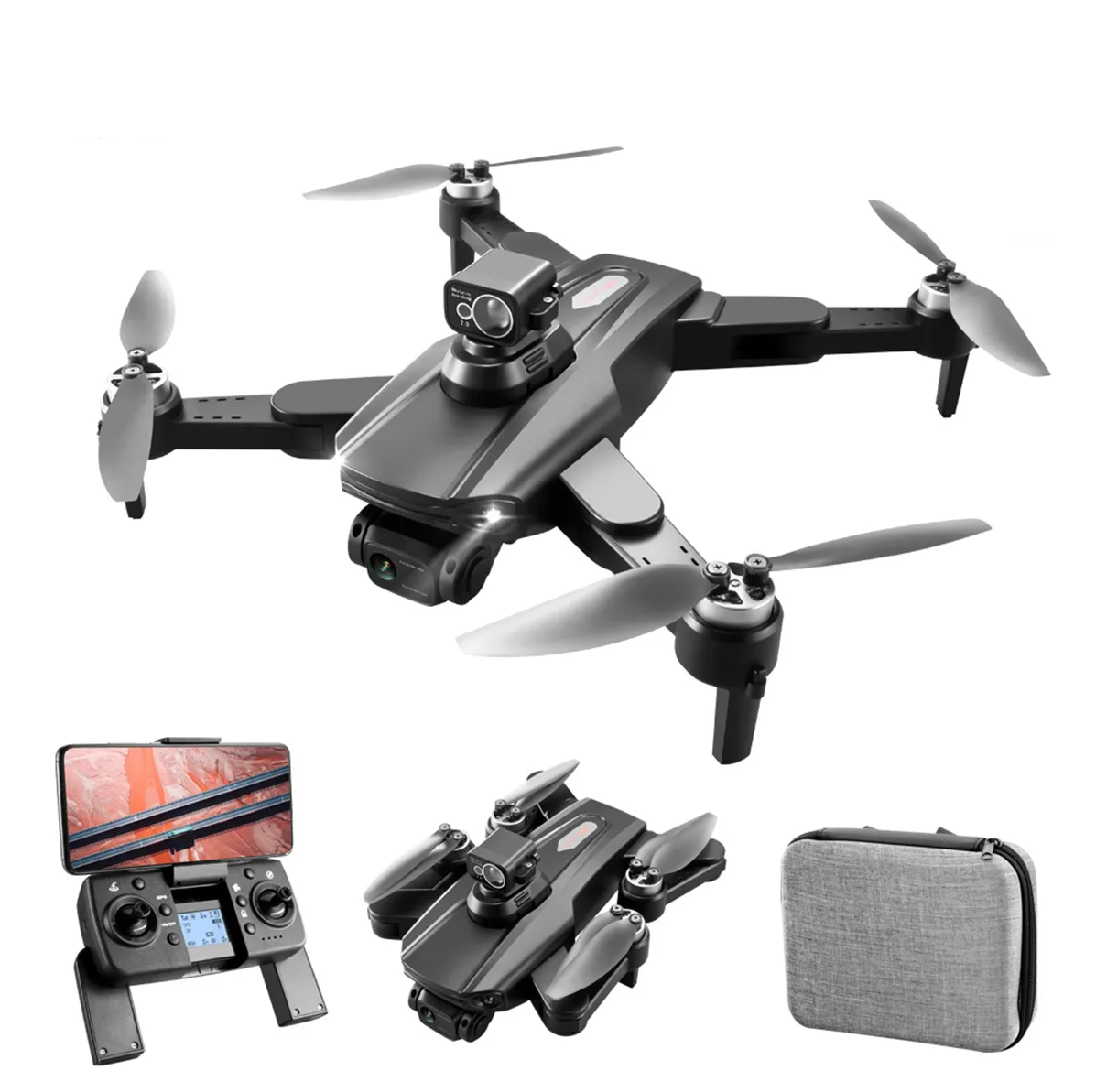 LUXWALLET AeroTech Ultra - 5Ghz WiFI GPS Drone – Laser Obstacle Avoidance - 1200M Afstand - RTH Functie - 15-30KM/h – Drone Met Mobiele App - 2 Accu + Opbergcase