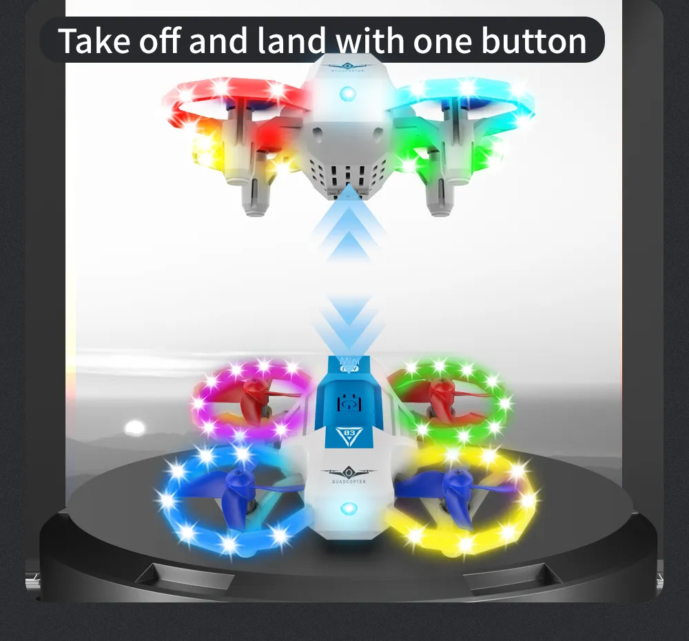 LUXWALLET SkySparky – Mini Beginners Drone – 2.4GHz Drone – Mini Quadcopter Drone – Met Verlichting – Voicecontrol – Wit - Afbeelding 4