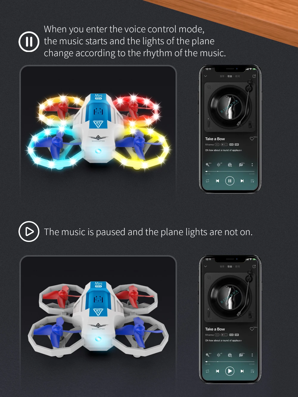 LUXWALLET SkySparky – Mini Beginners Drone – 2.4GHz Drone – Mini Quadcopter Drone – Met Verlichting – Voicecontrol – Wit - Afbeelding 6
