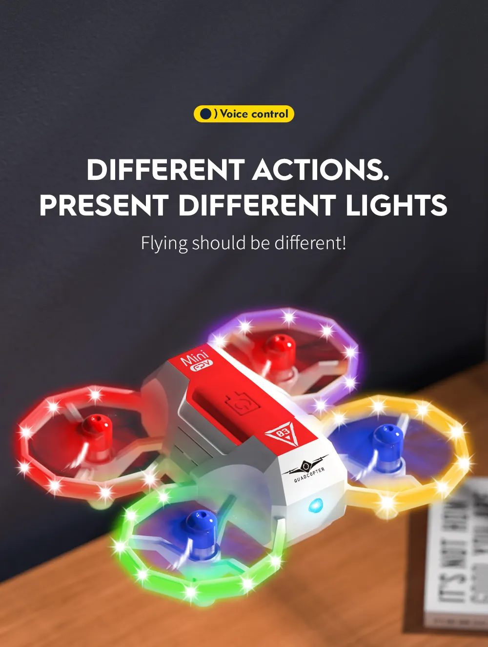 LUXWALLET SkySparky – Mini Beginners Drone – 2.4GHz Drone – Mini Quadcopter Drone – Met Verlichting – Voicecontrol – Wit - Afbeelding 7