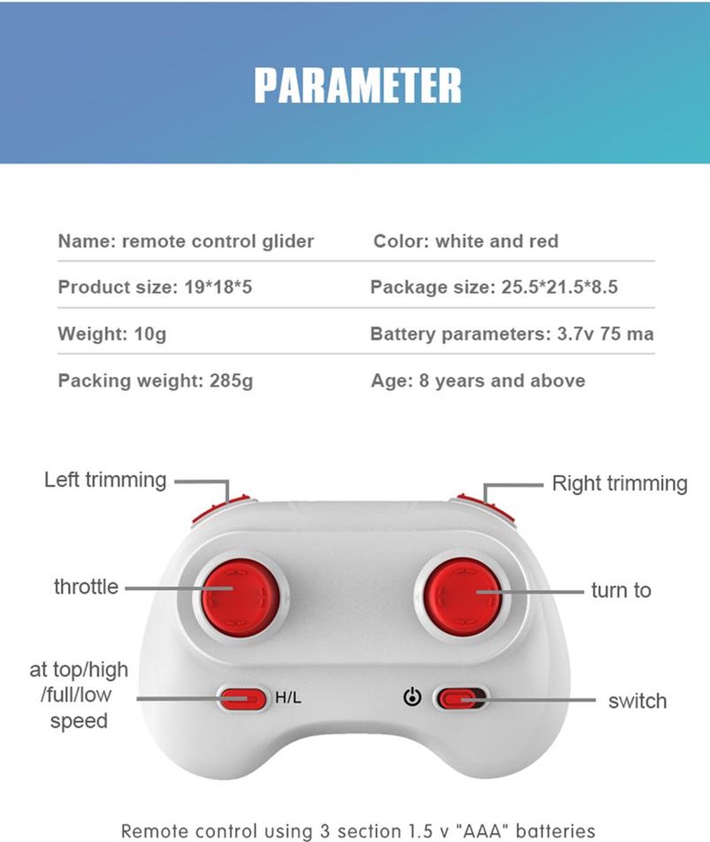 LUXWALLET SkyShow Mini – 2.4GHz RC Vliegtuig Drone – Crashbestendig – RC Vliegtuig Voor binnen en buiten - Waterbestendige Drone Met 2 Batterijen – Rood/Wit - Afbeelding 5