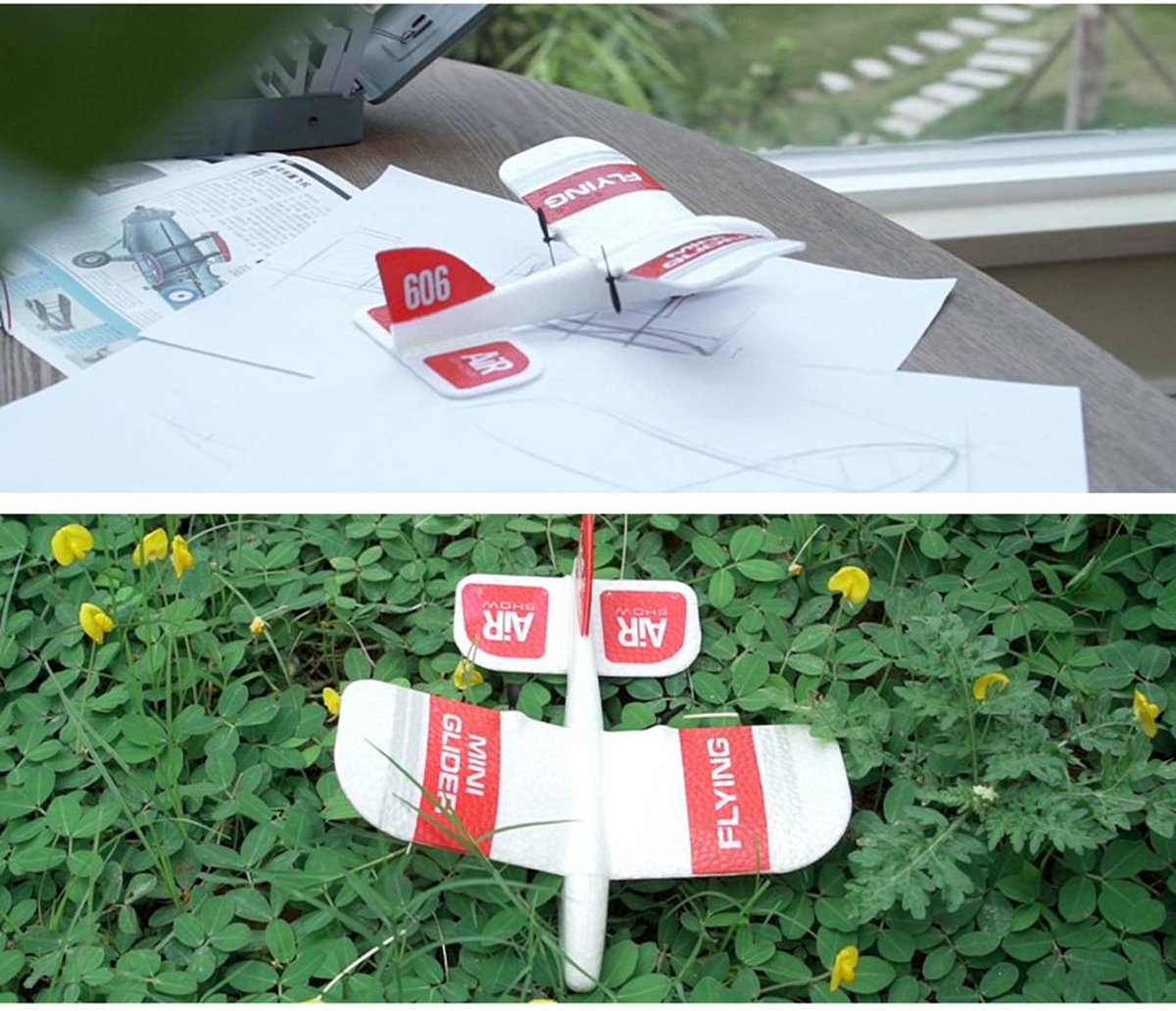 LUXWALLET SkyShow Mini – 2.4GHz RC Vliegtuig Drone – Crashbestendig – RC Vliegtuig Voor binnen en buiten - Waterbestendige Drone Met 2 Batterijen – Rood/Wit - Afbeelding 10