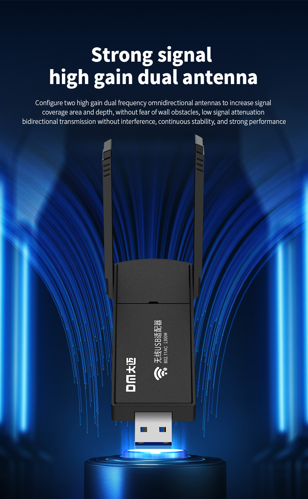 DrPhone TurboLink - 1300Mbps - 5Ghz WiFi Adapter Dongle - Draadloos en Supersnel WiFi - Afbeelding 4