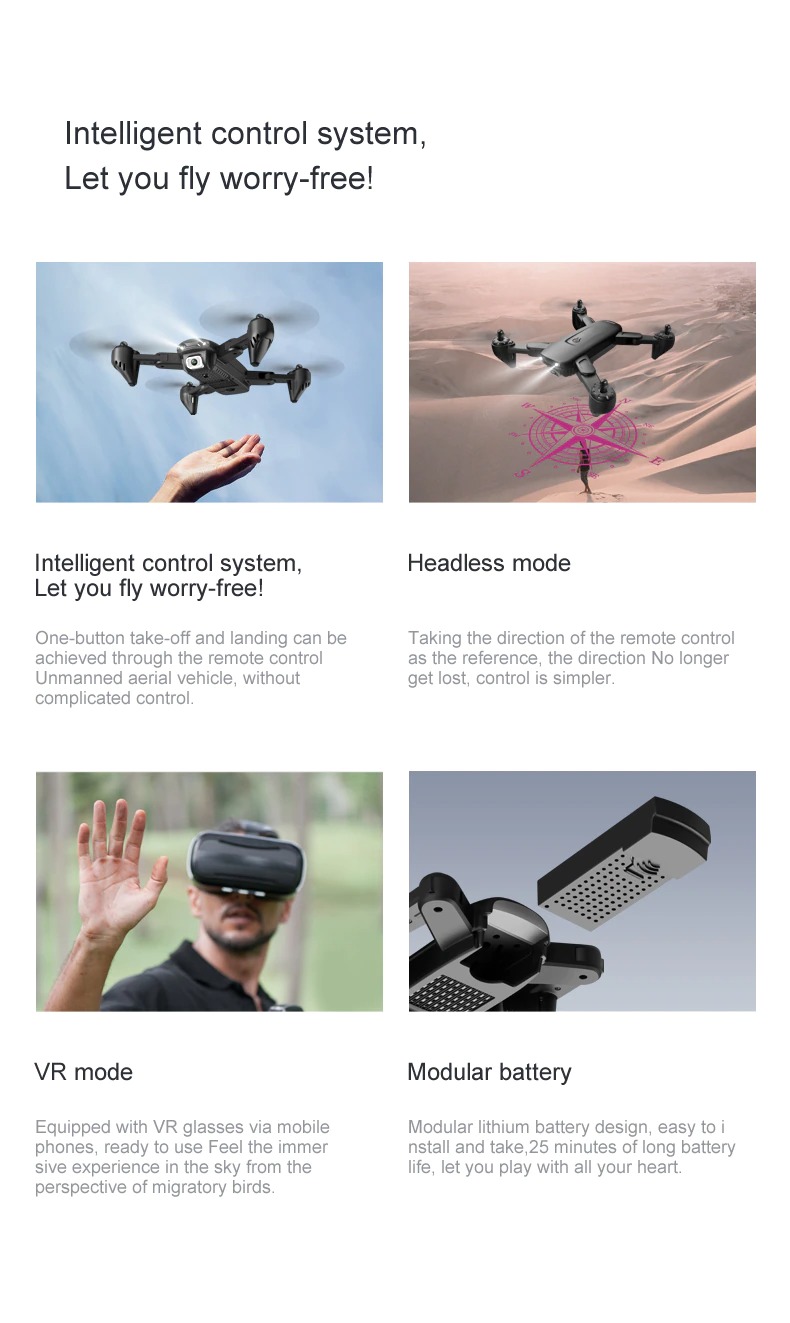 LUXWALLET SG Starter - 30Km/h Drone Met Sfeerverlichting - HD Camera - Geen vliegbewijs - FPV - Drone - Quadcopter - Beginner Drone - RC + 2x Accu - Afbeelding 14