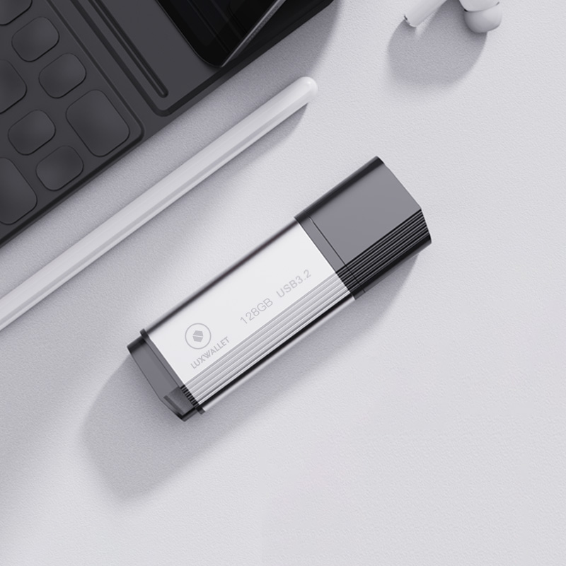 LUXWALLET SpeedByte – USB 3.2 Flashdrive – 128GB – OTG – USB-Stick – Stootbestendig Design – Leessnelheid tot 100 Mbps – Snelle Overdracht – Zwart/Zilver - Afbeelding 8