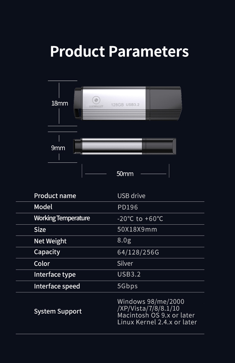 LUXWALLET SpeedByte – USB 3.2 Flashdrive – 128GB – OTG – USB-Stick – Stootbestendig Design – Leessnelheid tot 100 Mbps – Snelle Overdracht – Zwart/Zilver - Afbeelding 16