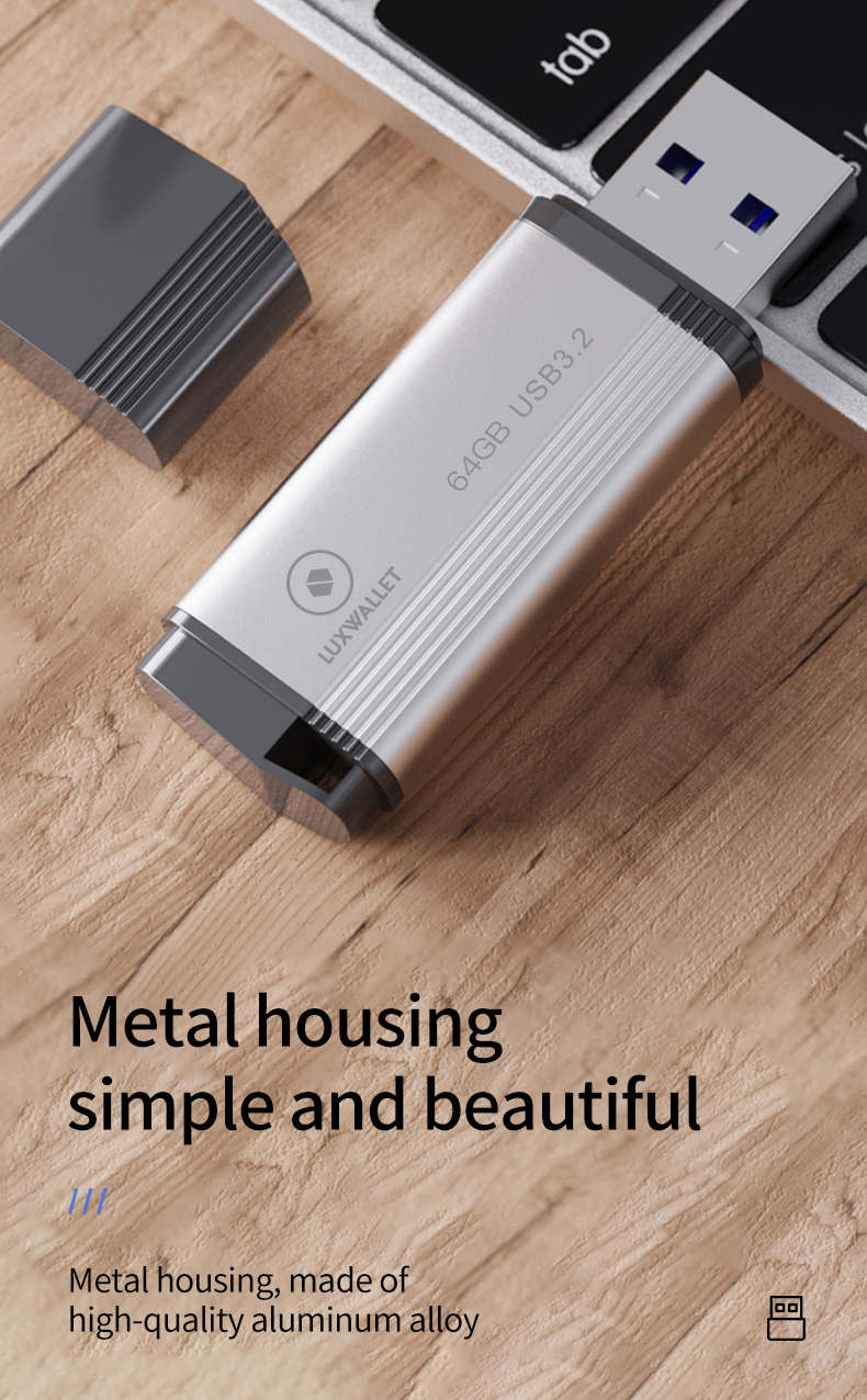 LUXWALLET SpeedByte – USB 3.2 Flashdrive – 64GB – OTG – USB-Stick – Stootbestendig Design – Leessnelheid tot 100 Mbps – Snelle Overdracht – Zwart/Zilver - Afbeelding 12