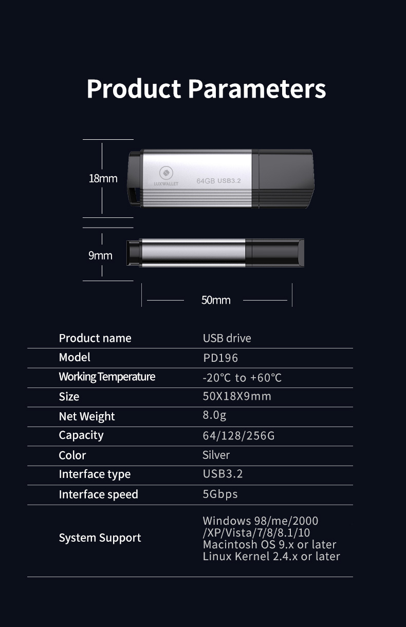 LUXWALLET SpeedByte – USB 3.2 Flashdrive – 64GB – OTG – USB-Stick – Stootbestendig Design – Leessnelheid tot 100 Mbps – Snelle Overdracht – Zwart/Zilver - Afbeelding 16