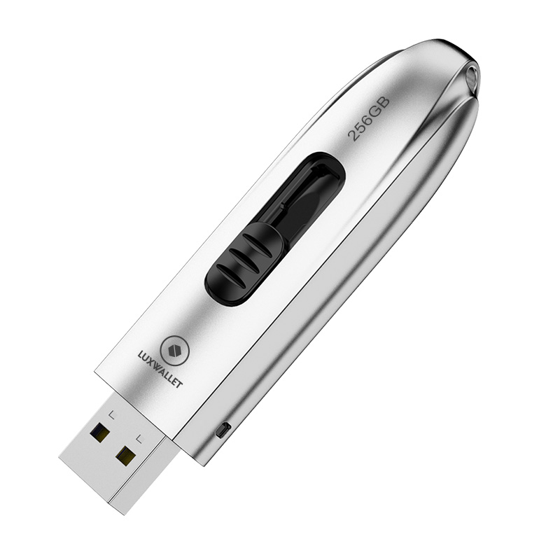 LUXWALLET DataPulse – USB 3.1 Flashdrive - Uitschuifbaar Ontwerp - Ingebouwde Beveiliging – Metalen Behuizing – USB Stick – OTG – 256GB –Zilver - Afbeelding 2