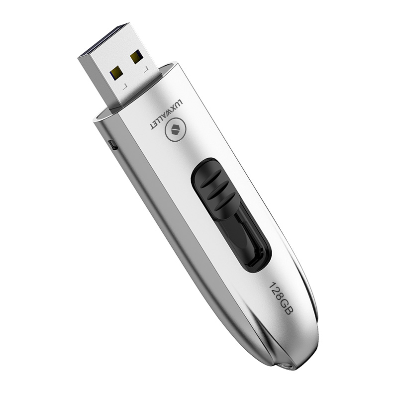 LUXWALLET DataPulse – USB 3.1 Flashdrive - Uitschuifbaar Ontwerp - Ingebouwde Beveiliging – Metalen Behuizing – USB Stick – OTG – 128GB –Zilver - Afbeelding 3